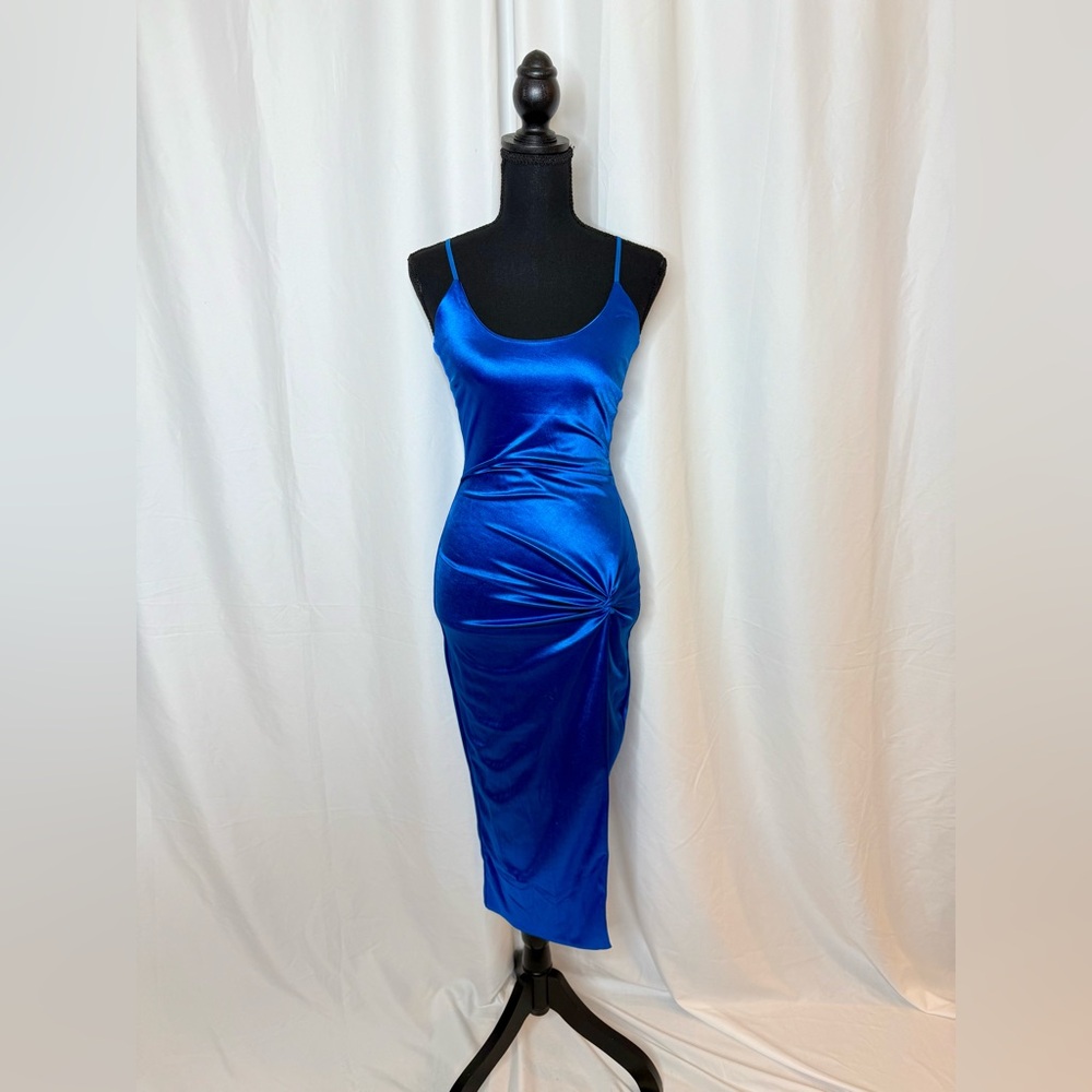 Elegant Blue Satin Dress